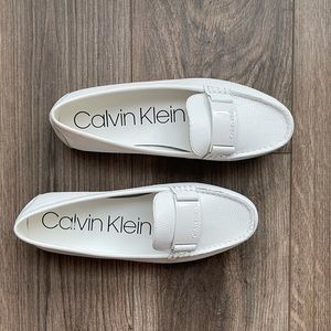 CALVIN Klein White Leather Loafers | 7